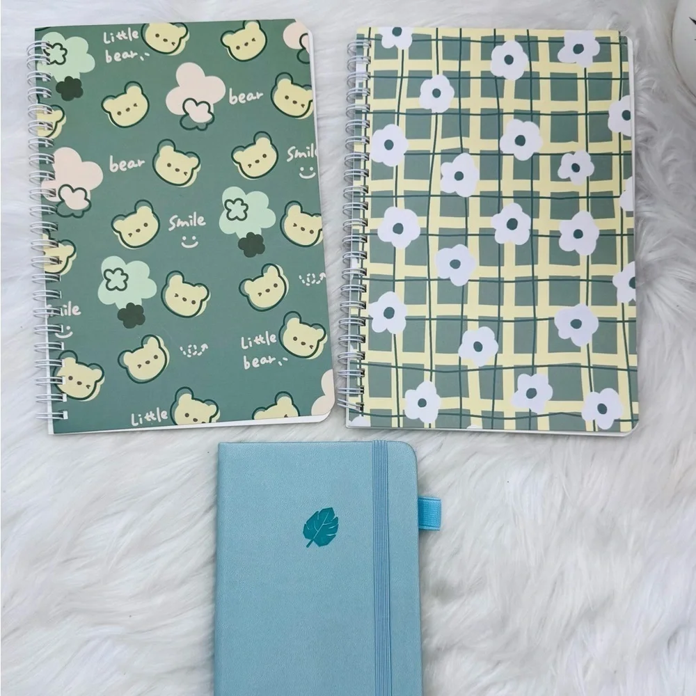 Cute Bear and Floral Notebook Trio